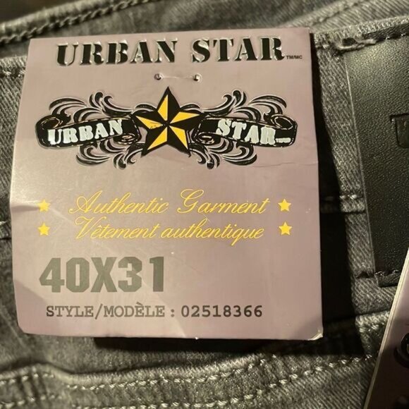 NWT Men's Urban Star Jeans Relaxed Fit Straight Gray 40 x 31 - Picture 4 of 6